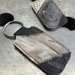 Two designs of Leather key fobs
